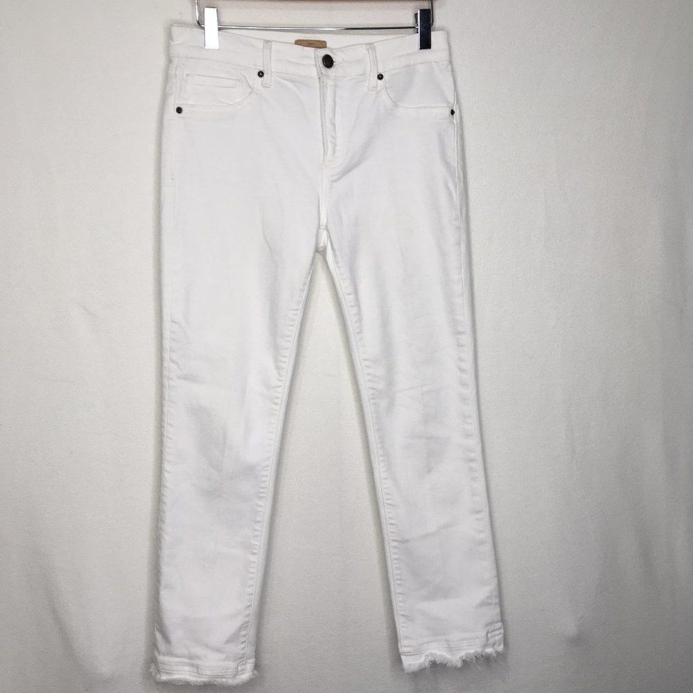 Driftwood Candace White Raw Hem Crop Jean Size 26